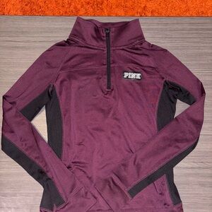 VS PINK Maroon and Black Quarter-Zip Pullover